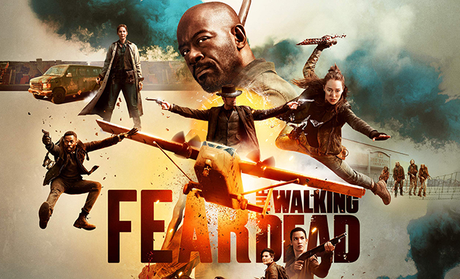 personagens principais no pôster da 5ª temporada de Fear the Walking Dead